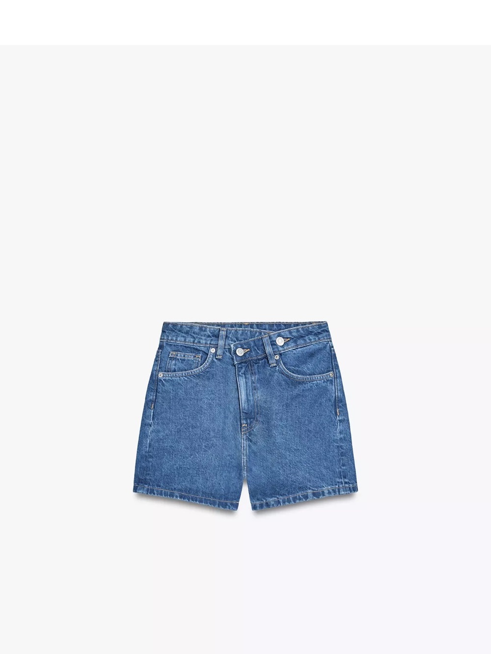 ZARA high-rise cross waist mom fit trf denim shorts